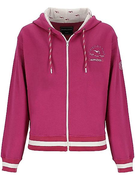 Wattlöper Kapuzensweatjacke Damen Sweatjacke mit Grafik-Stick & Absetzungen günstig online kaufen
