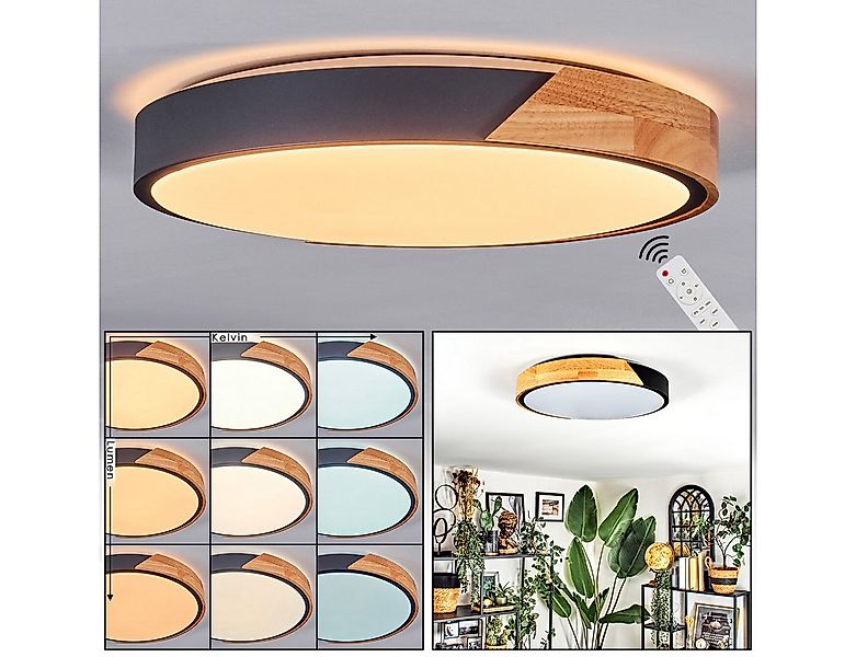 hofstein Deckenleuchte Deckenlampe aus Metall/Holz/Kunststoff in Natur/Schw günstig online kaufen