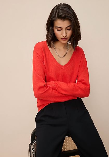 Tamaris V-Ausschnitt-Pullover mit Frontbiese günstig online kaufen