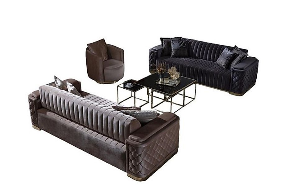 JVmoebel Chesterfield-Sofa, Chesterfield Sofagarnitur Couch Polster Set 3tl günstig online kaufen