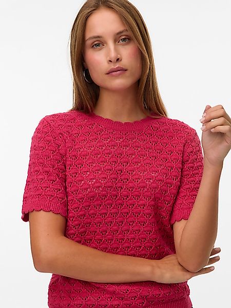 Vero Moda Stricktop "VMJAQUELINE SS O-NECK TOP BOO" mit zartem Muster günstig online kaufen