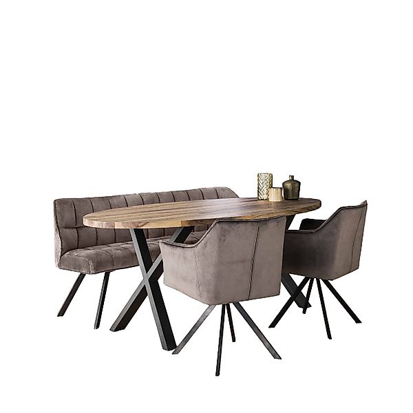 Vintagehaus Polsterbank Set Esstischbank Raster + günstig online kaufen