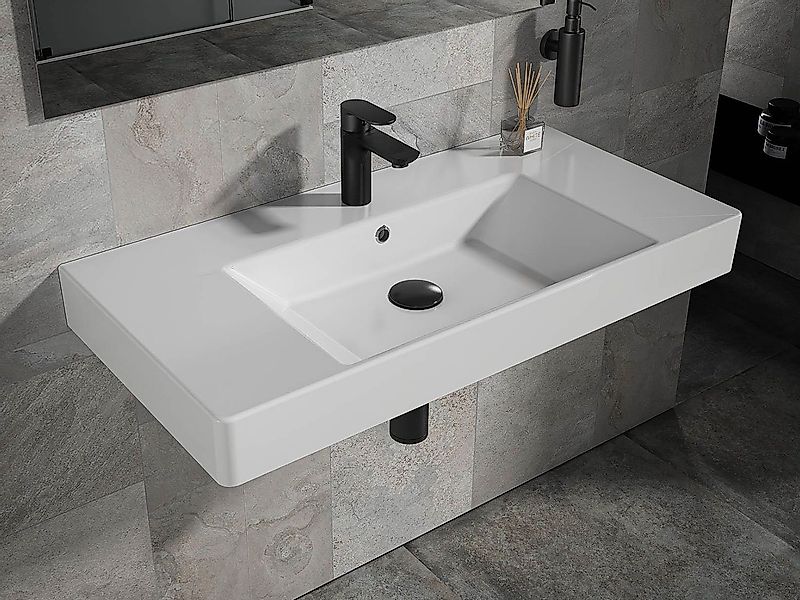 Aqua Bagno Waschbecken 90cm weiß eckig günstig online kaufen