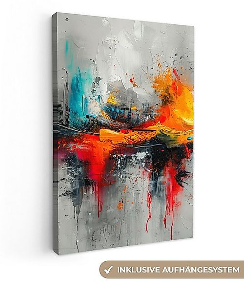 OneMillionCanvasses® Leinwandbild Modern - Orange - Grau - Kunst, Fotodruck günstig online kaufen
