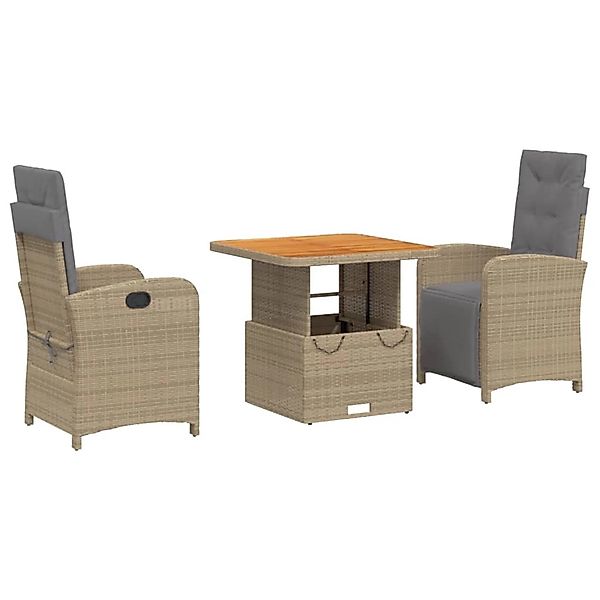 vidaXL 3-Tlg Garten-Essgruppe mit Kissen Beige Poly Rattan 3277363 günstig online kaufen
