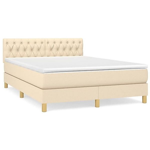 vidaXL Boxspringbett Boxspringbett mit Matratze Creme 140x200 cm Stoff Bett günstig online kaufen