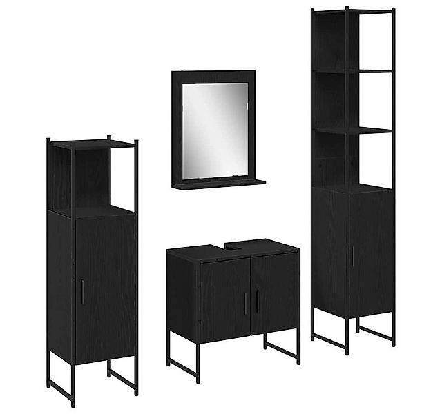 vidaXL Badezimmer-Set Badezimmermöbel-Set mit Regal 4 pcs Schwarz Holzwerks günstig online kaufen