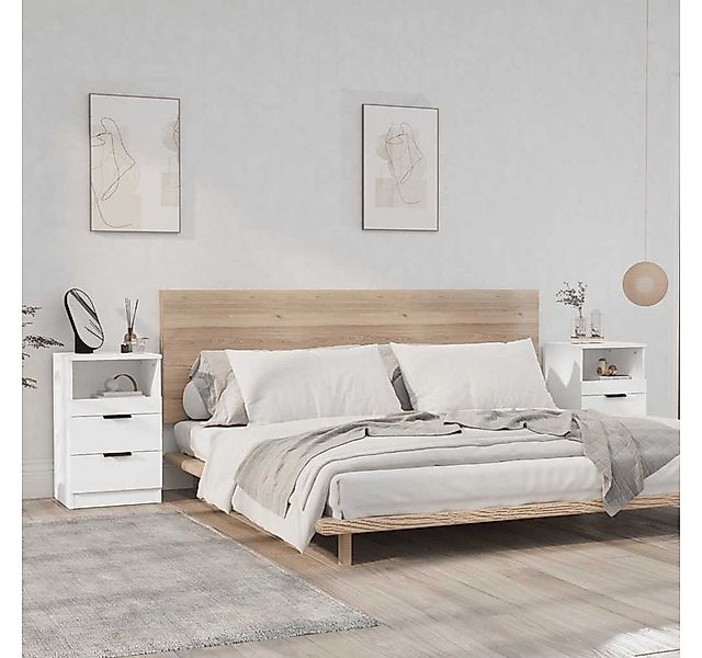 furnicato Nachttisch Eleganter in Weiß 40 x 36 x 65 cm mit 2 Schubladen (2- günstig online kaufen