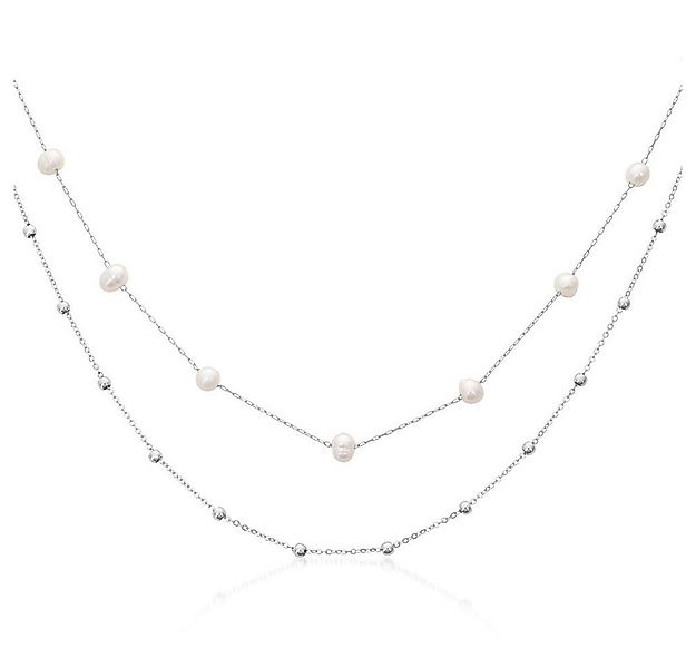 JEWLIX Edelstahlkette Layerdesign mit Süßwasserperlen und Edelstahlperlen i günstig online kaufen