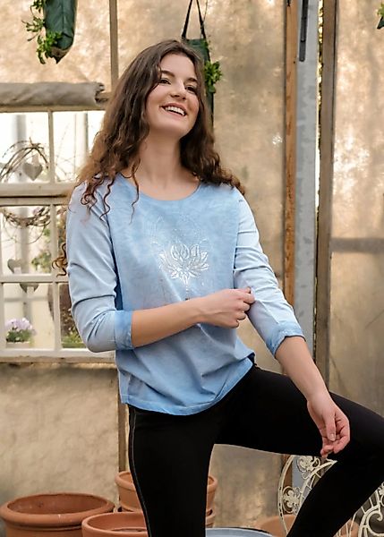 Langarm- Shirt Blau- Silber günstig online kaufen