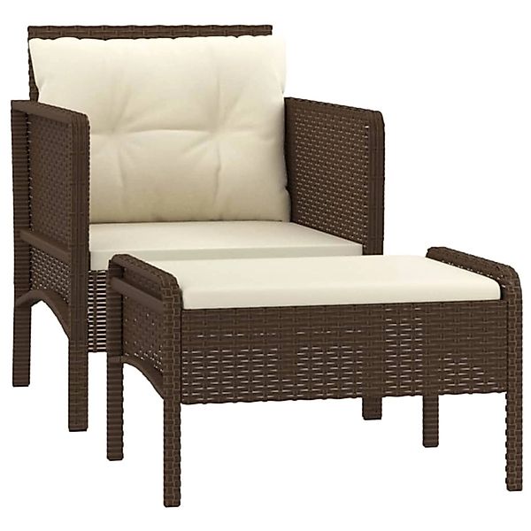 vidaXL 2-tlg Garten-Lounge-Set mit Kissen Braun Poly Rattan Modell 1 günstig online kaufen