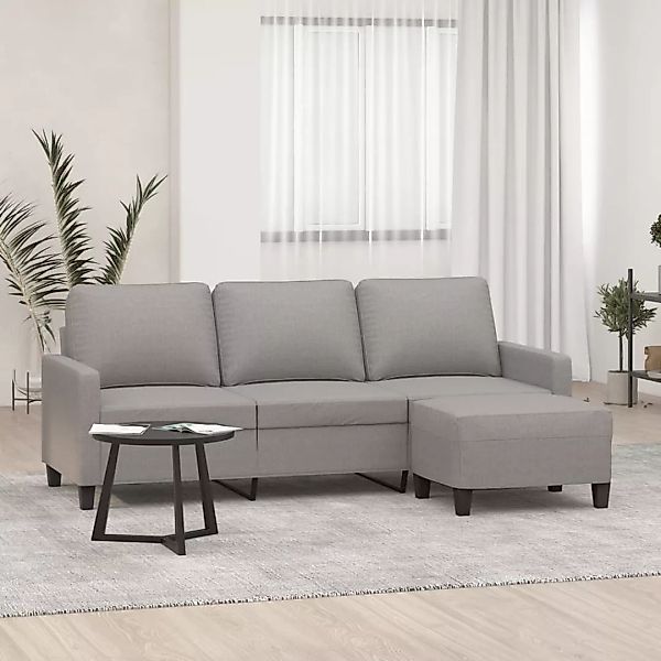 Vidaxl 3-sitzer-sofa Mit Hocker Hellgrau 180 Cm Stoff günstig online kaufen