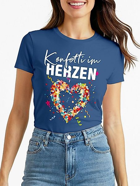 MoonWorks Print-Shirt Damen T-Shirt Fasching Karneval Konfetti im Herzen Ko günstig online kaufen