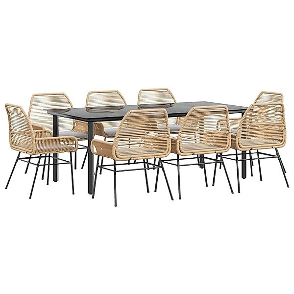 vidaXL 9-Tlg Garten-Essgruppe mit Kissen Braun Poly Rattan Glas 3334575 günstig online kaufen