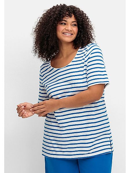 Sheego Rundhalsshirt Große Größen mit Spitzenborte günstig online kaufen