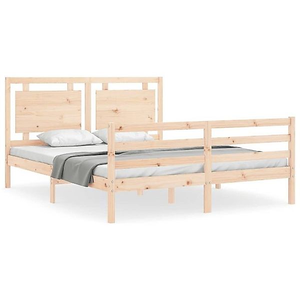 vidaXL Bettgestell, Massivholzbett mit Kopfteil 160x200 cm günstig online kaufen