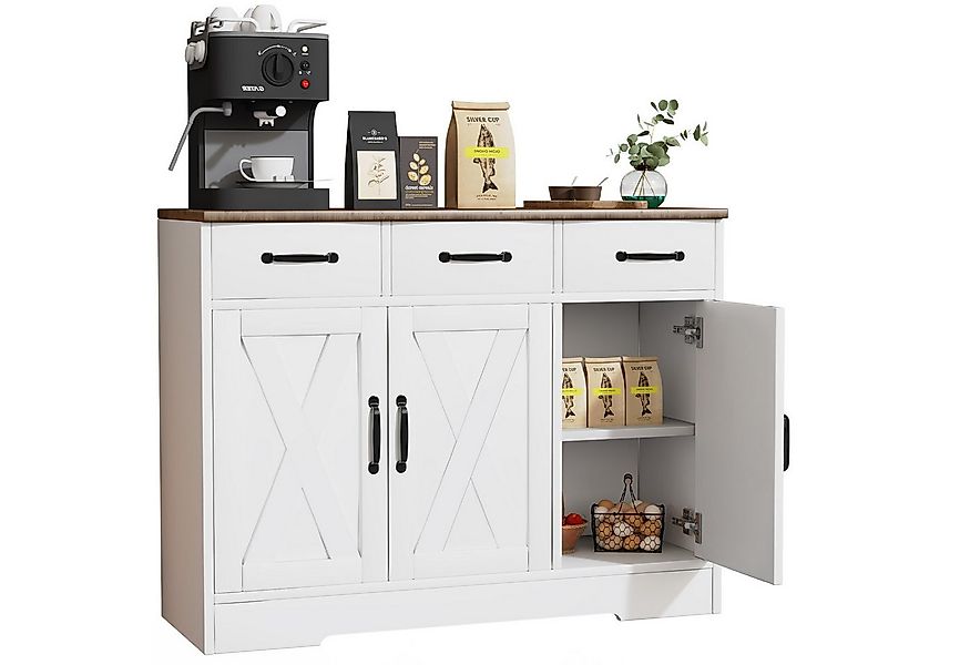 oyajia Sideboard Küchenschrank Aufbewahrungsschrank mit 3 Türen (Sideboard günstig online kaufen