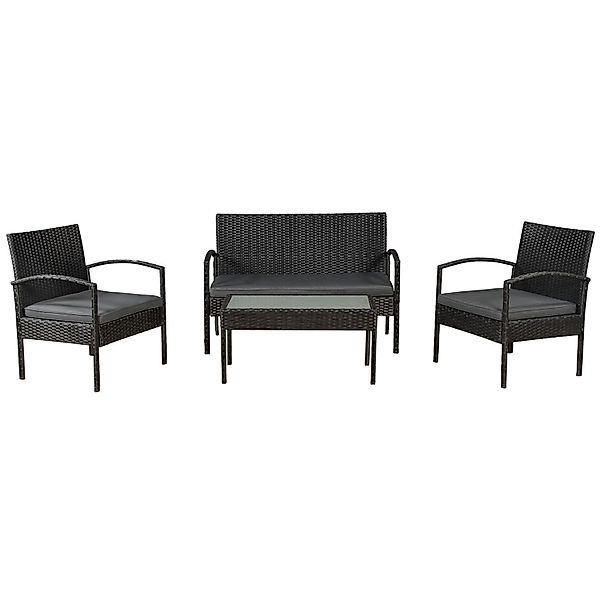 Juskys Gartenlounge-Set Trinidad, (4-tlg., Sitzgruppe), Polyrattan Sofa mit günstig online kaufen