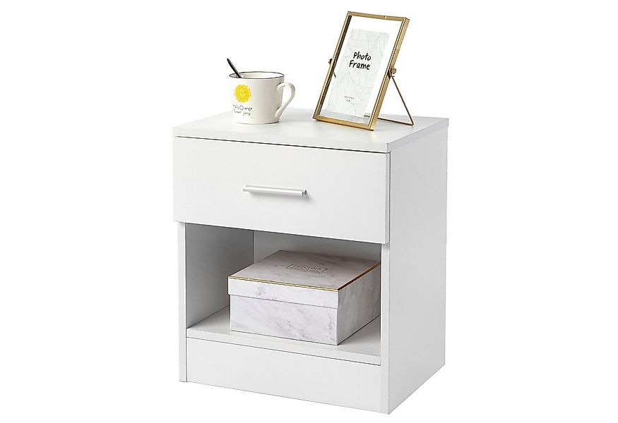 VINGLI Nachttisch Kleiner Beistelltisch Weiß, Nachtschrank mit Schubladen, günstig online kaufen