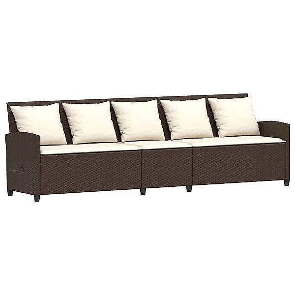 vidaXL Gartensofa 5-Sitzer mit Kissen Braun Poly Rattan 4104113 günstig online kaufen