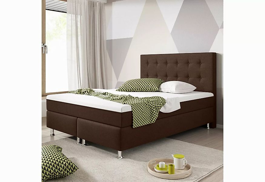 inter Boxspringbett K Plus mit integriertem Topper 140x200 Webstoff (TOP AK günstig online kaufen