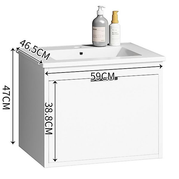 REDOM Waschbeckenunterschrank mit Keramikwaschbecken (Badschrank, 1-St., Hä günstig online kaufen