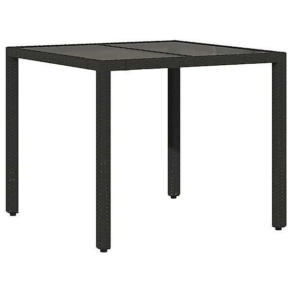vidaXL Gartentisch mit Glasplatte Schwarz 90x90x75 cm Poly Rattan 365525 günstig online kaufen