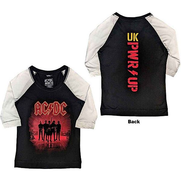 AC/DC Print-Shirt AC/DC T Shirt PWR-UP UK Band Logo offiziell Raglan Damen günstig online kaufen