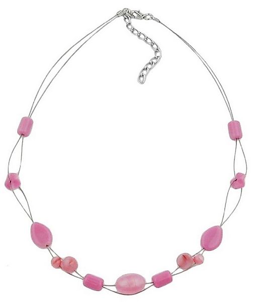 unbespielt Collier Kette Drahtkette mit Glasperlen rosa-pink Olivenperle ro günstig online kaufen