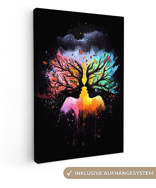 OneMillionCanvasses® Leinwandbild Gesichter - Silhouetten - Bunt - Äste, Fo günstig online kaufen