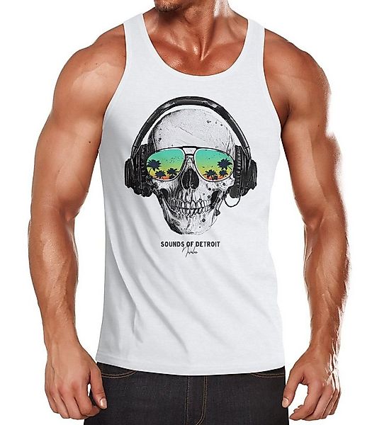 Neverless Tanktop Herren Tank-Top Totenkopf Kopfhörer Musik Party Skull Son günstig online kaufen
