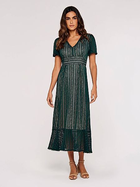 Apricot Maxikleid Lace V Neck Ruffle günstig online kaufen