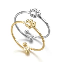Eyecatcher Fingerring Offener süßer Pfotenabdruck Ring günstig online kaufen