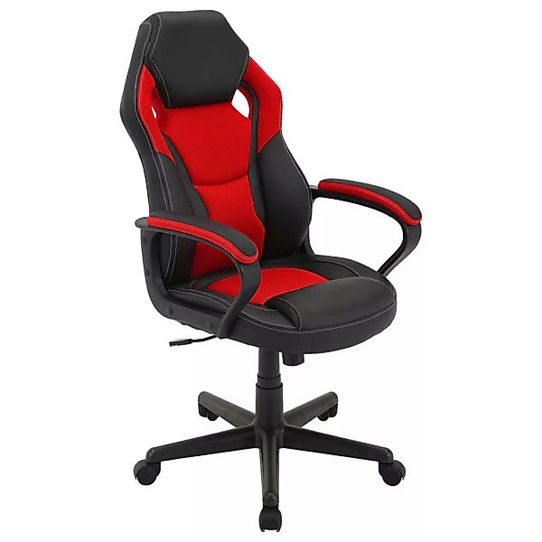 Gaming-Sessel MATTEO schwarz rot schwarz Kunstleder Netzstoff Kunststoff günstig online kaufen