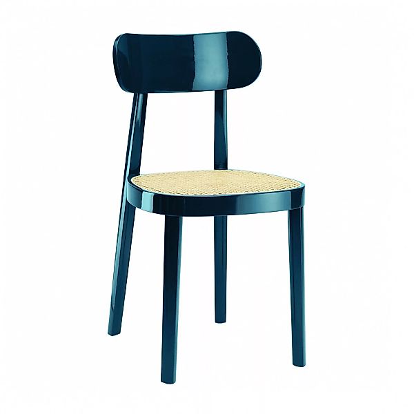 Thonet - Gloss 118 Stuhl mit Rohrgeflecht - dunkelblau/Hochglanz lackiert/B günstig online kaufen