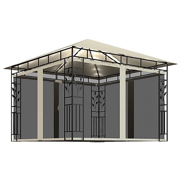 vidaXL Pavillon mit Moskitonetz & LED-Lichterkette 3x3x2,73m CremeWeiß günstig online kaufen