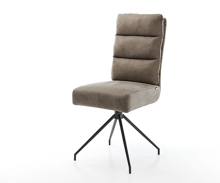 Esszimmerstuhl Pela-Flex Mikrofaser Taupe Vintage Kreuzgestell konisch Schw günstig online kaufen