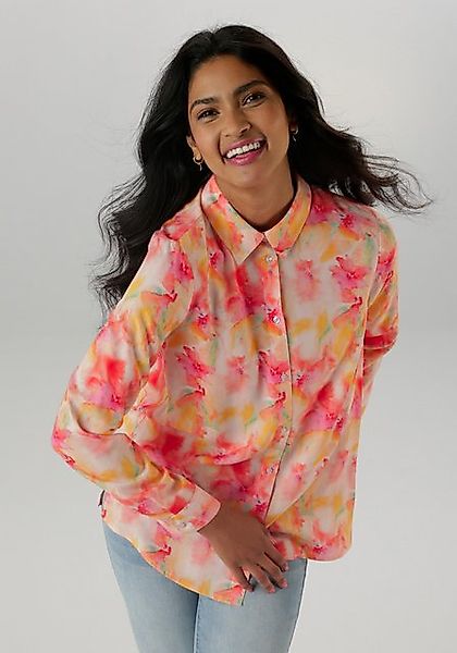 Aniston SELECTED Hemdbluse, mit frischen und farbenfrohen Batikdruck günstig online kaufen