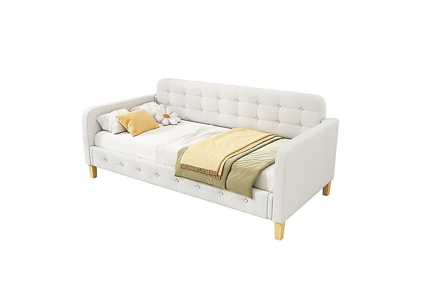Flieks Daybett, Schlafsofa Einzelbett Tagesbett Kinderbett 90x200cm Leinenb günstig online kaufen
