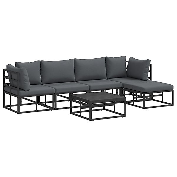vidaXL Garten-Sofa-Set mit Kissen 6-Tlg Schwarz Aluminium 3378863 günstig online kaufen