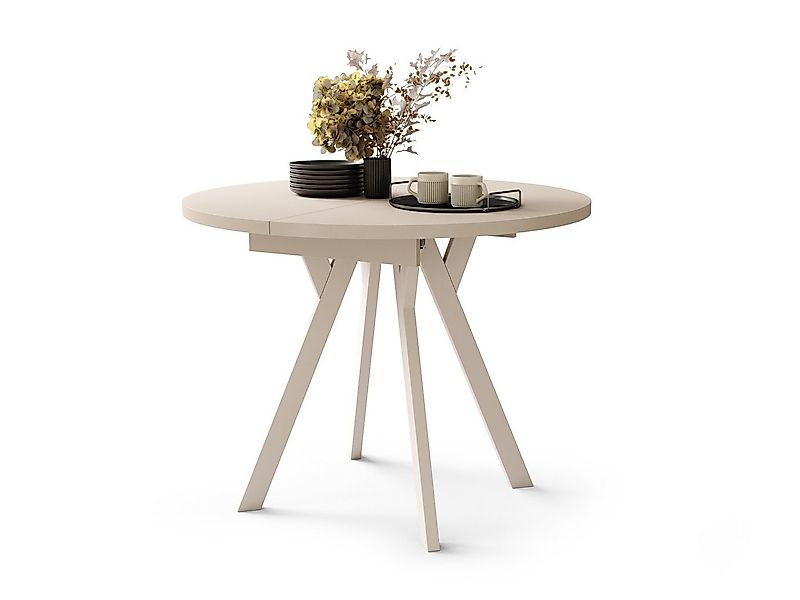 designimpex Esstisch Design Esstisch Aldo ausziehbar 90 cm bis 145 cm rund günstig online kaufen
