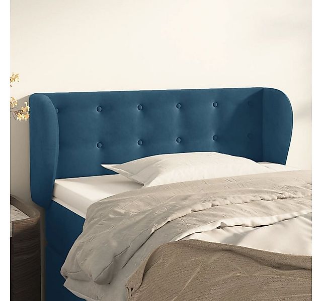 vidaXL Bett, Kopfteil mit Ohren Dunkelblau 103x23x78/88 cm Samt günstig online kaufen