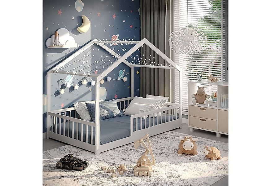 CADANI Kinderbett Malte Bodenbett Hausbett (Rausfallschutz abnehmbar), Bode günstig online kaufen