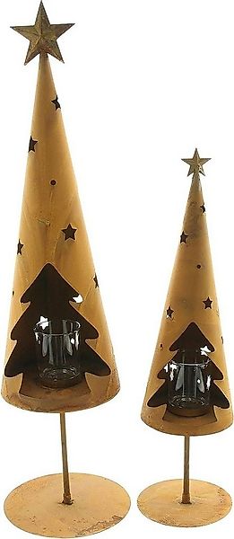 Dekoleidenschaft Bodenwindlicht "Tanne" aus Metall in Rost Optik inkl. Wind günstig online kaufen