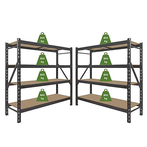TRUTZHOLM 2x Schwerlastregal Emil 180x190x60 cm 3200 kg Stahl Stecksystem 4 günstig online kaufen