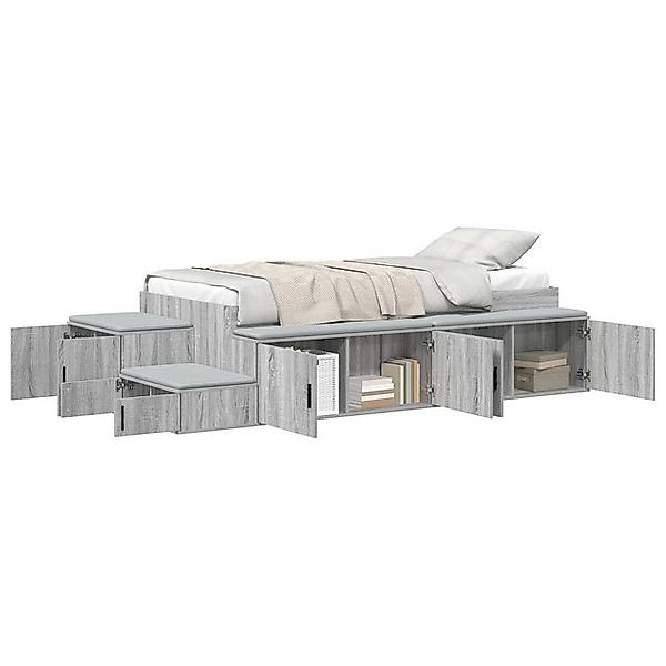 vidaXL Bett Stauraumbett Grau Sonoma Holzwerkstoff, Metall 100 x 200 cm (1- günstig online kaufen