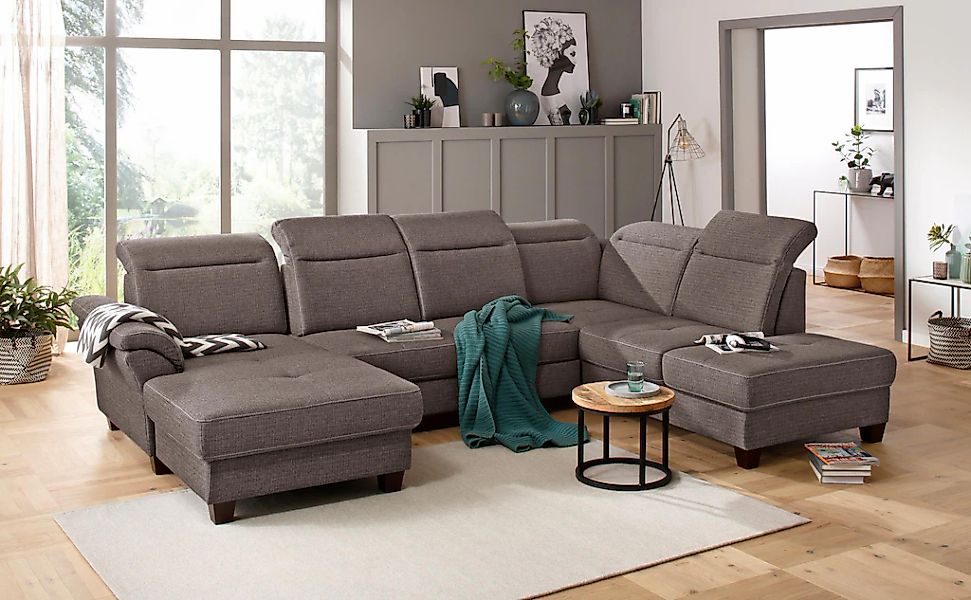 Home affaire Wohnlandschaft "Solvei U-Form" Sitztiefenverstellung und Feder günstig online kaufen