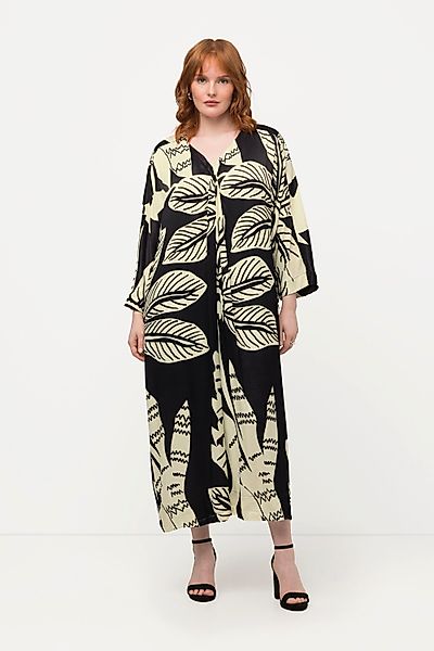 Ulla Popken Maxikleid Midikleid Palmen Drapierung günstig online kaufen