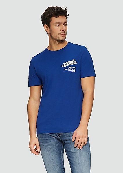 s.Oliver Kurzarmshirt Baumwoll-T-Shirt mit Frontprint und Flammgarnstruktur günstig online kaufen