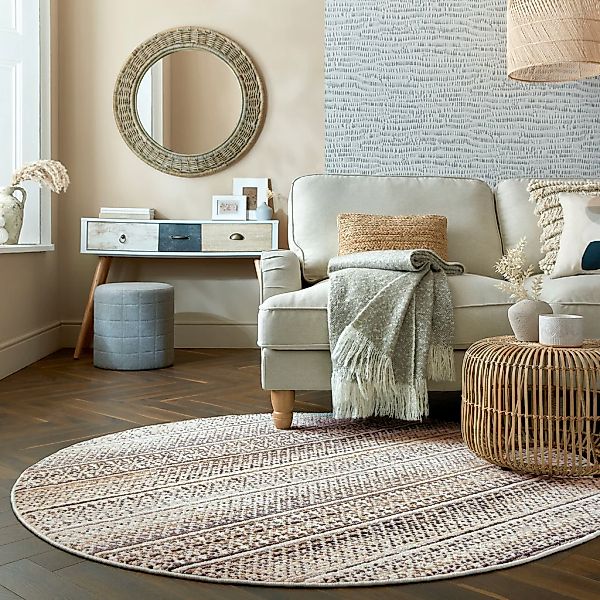 FLAIR RUGS Teppich "Camino" rund 8 mm Höhe Flachgewebe, Skandi, Esszimmer, günstig online kaufen